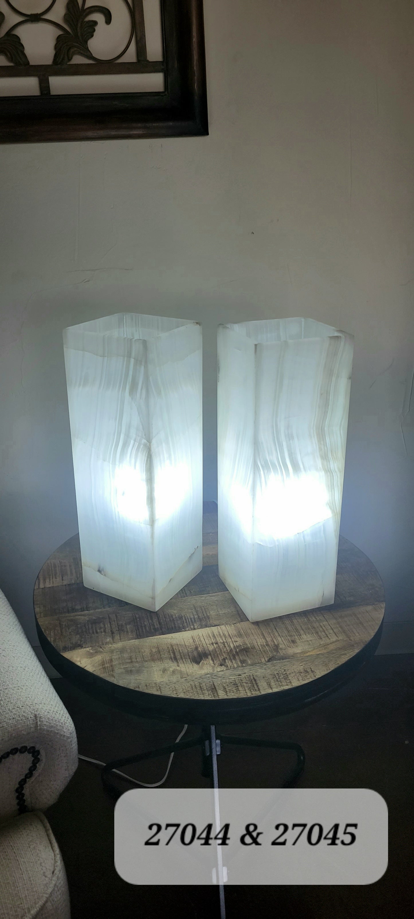 Pair of 18"x6"x6" Onyx Lamps